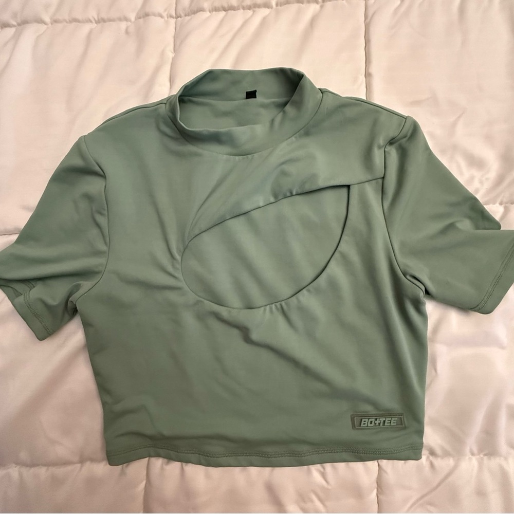 Boxerc Green Cutout Crop Top
